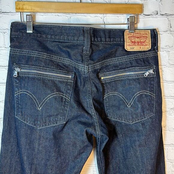 Levi’s 569 Loose Straight Dark Wash Mens Jeans size W32 x L32 Zippered Pocket - Picture 5 of 10